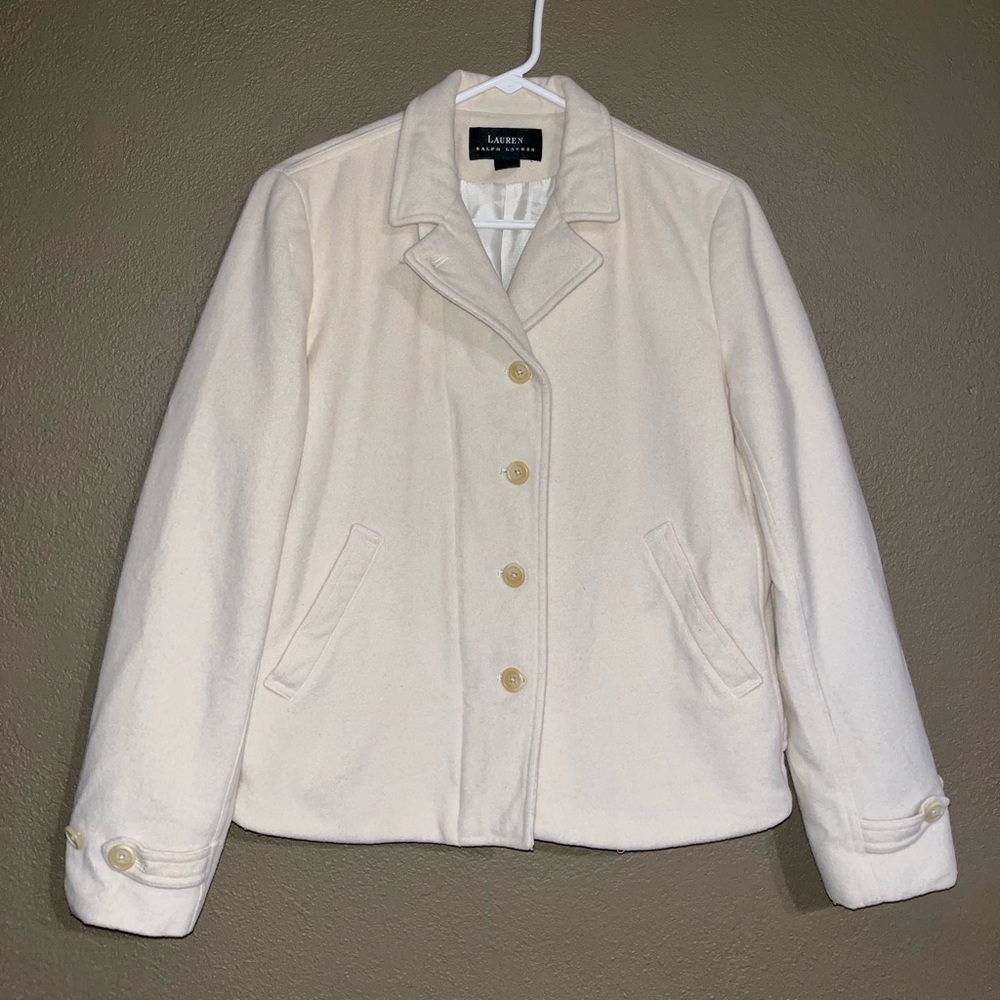 LAUREN RALPH LAUREN Wool Angora Rabbit Hair Ivory Jacket
